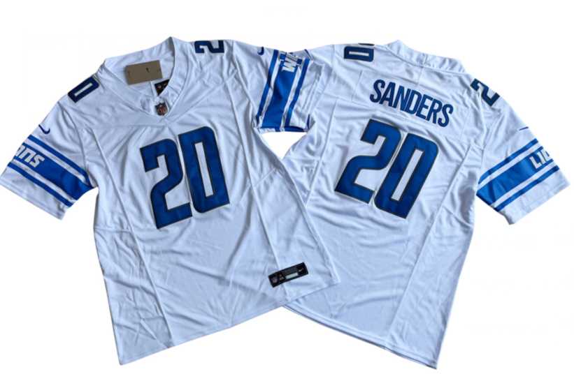 Men%27s Detroit Lions #20 Barry Sanders White 2023 F.U.S.E. Vapor Untouchable Limited Jersey